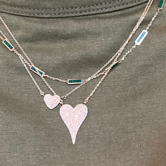 White Diamond 14k heart necklace 16-17 inch lab diamonds yellow - Picture 5 of 5